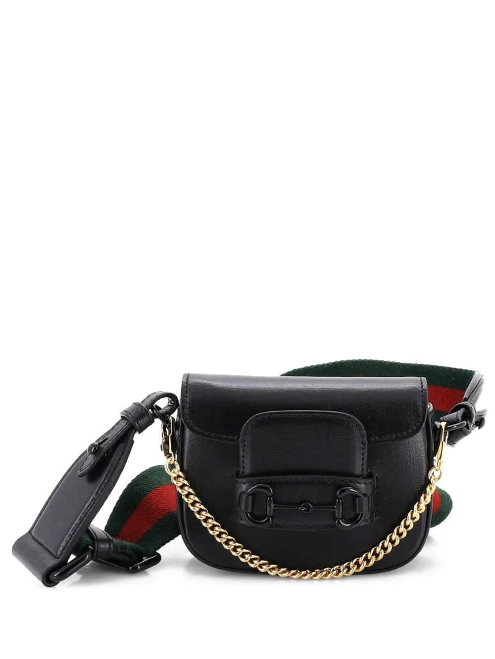 Gucci Pre-Owned Horsebit 1955 Flap Wallet with Strap Leather crossbody bag - Nero