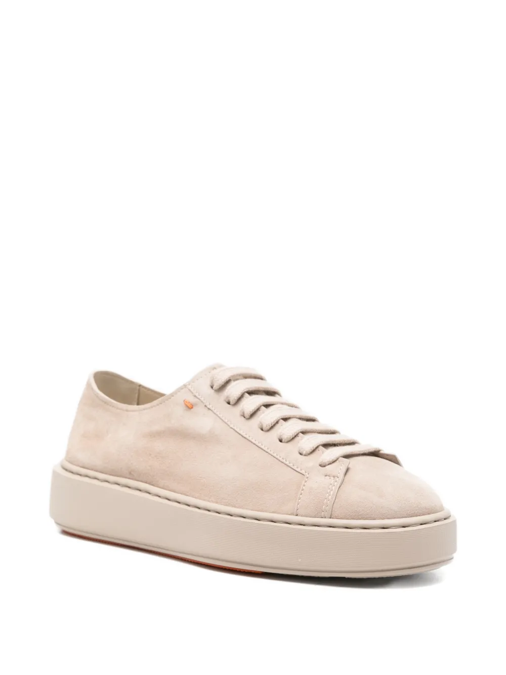 Santoni Suède sneakers met vetersluiting Beige