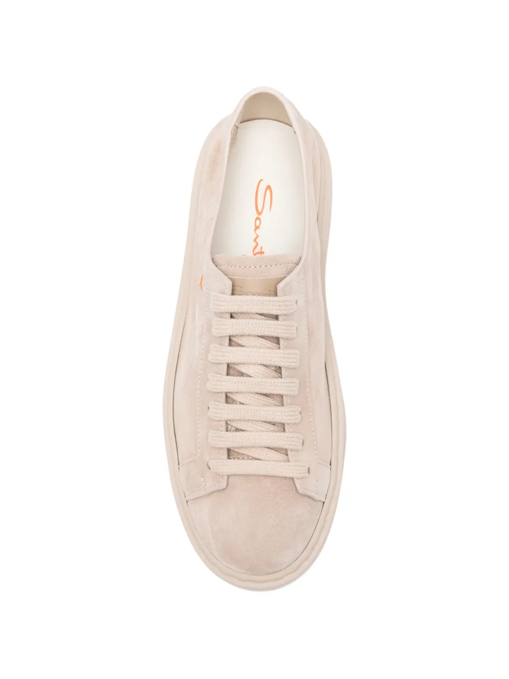 Santoni Suède sneakers met vetersluiting Beige