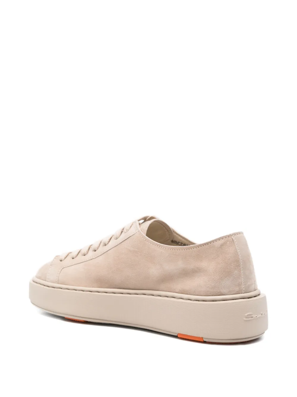 Santoni Suède sneakers met vetersluiting Beige