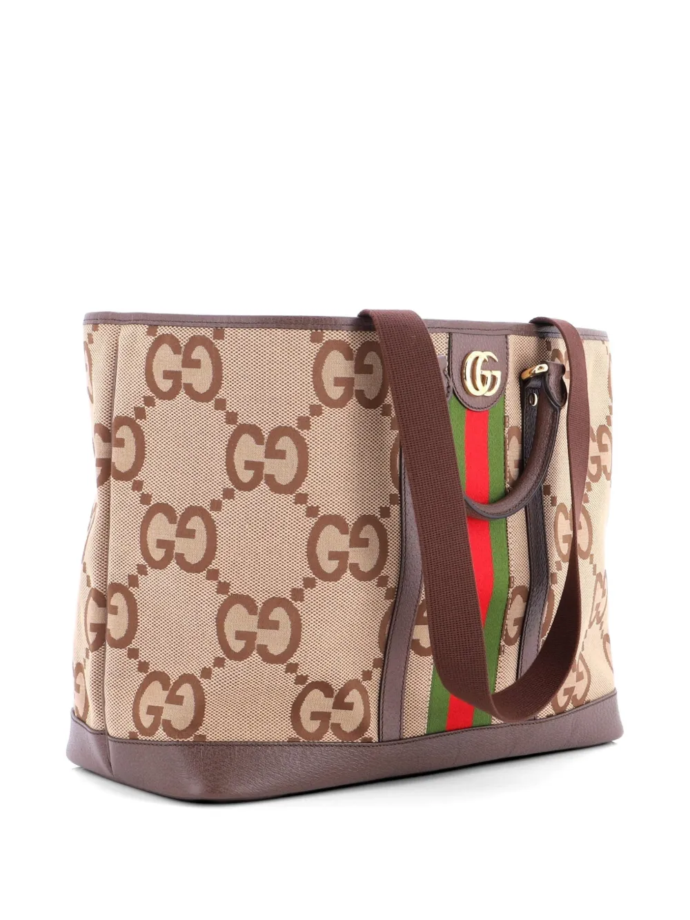 Ophidia Top Handle Shopping Jumbo Gg Canvas With Leather Medium Tote Bag