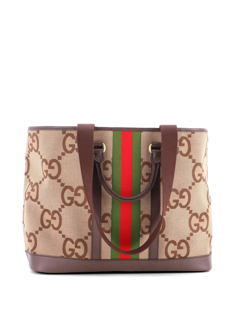 Ophidia Top Handle Shopping Jumbo Gg Canvas With Leather Medium Tote Bag