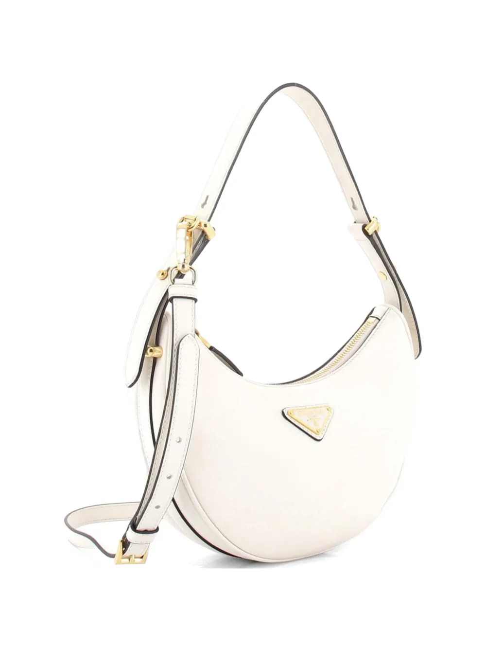  Prada Pre-owned Arque Half Moon Leather Small Hobo Bag - White 