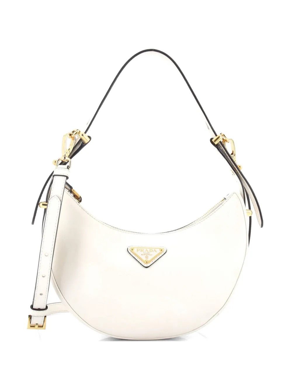 Prada Pre-Owned Arque Half Moon Leather Small hobo bag - Bianco