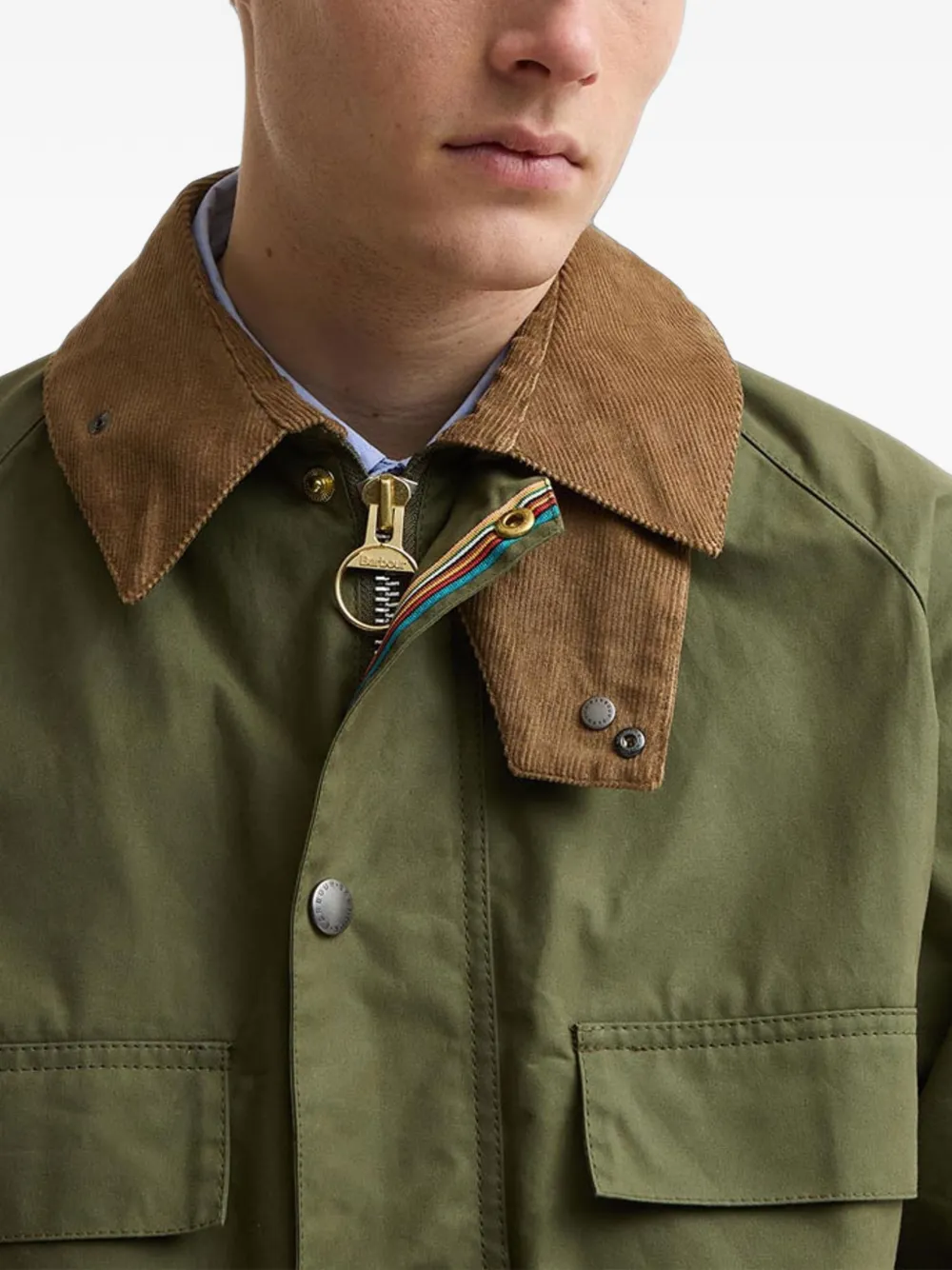 Barbour x Paul Smith Sugarlump Bedale jack met ribfluwelen kraag Groen