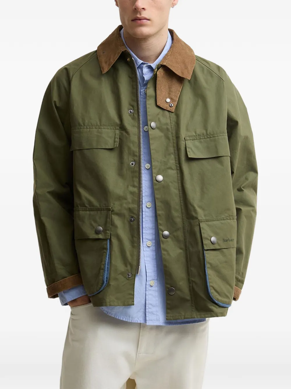 Barbour x Paul Smith Sugarlump Bedale jack met ribfluwelen kraag Groen