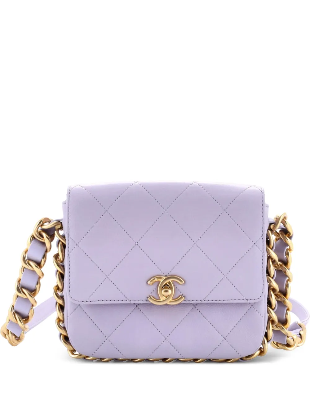 CHANEL Pre-Owned Framing Chain Flap Bag Quilted Calfskin Small shoulder bag - Viola