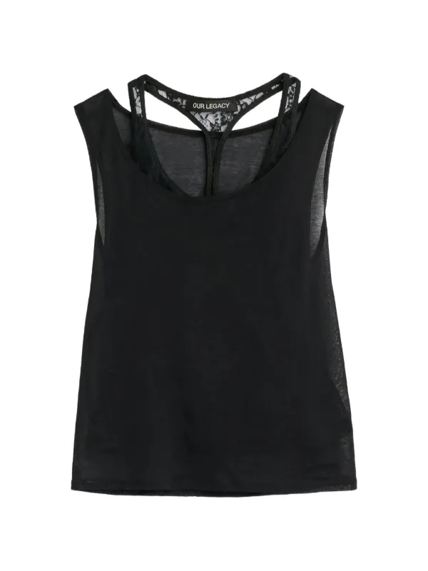 OUR LEGACY Lace-trim Tank Top in Black