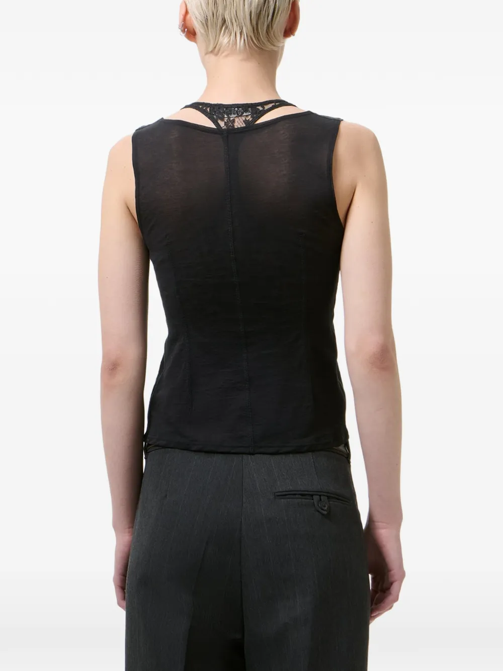 OUR LEGACY Tanktop met kanten afwekingr Zwart