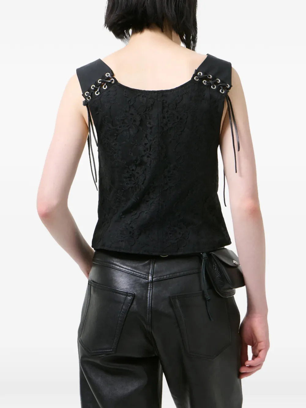 OUR LEGACY Tough top met kanten laag en ringlets Zwart
