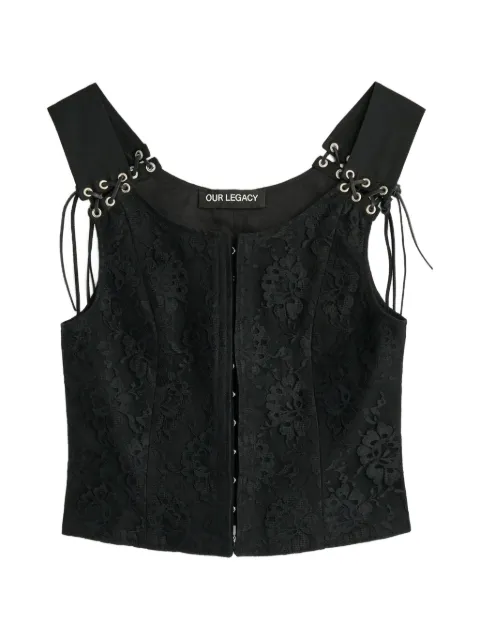 OUR LEGACY Tough lace-overlay eyelet-detail vest
