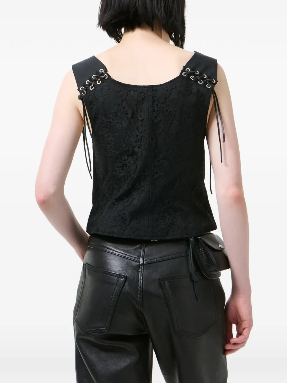 OUR LEGACY Tough top met kanten laag en ringlets Zwart