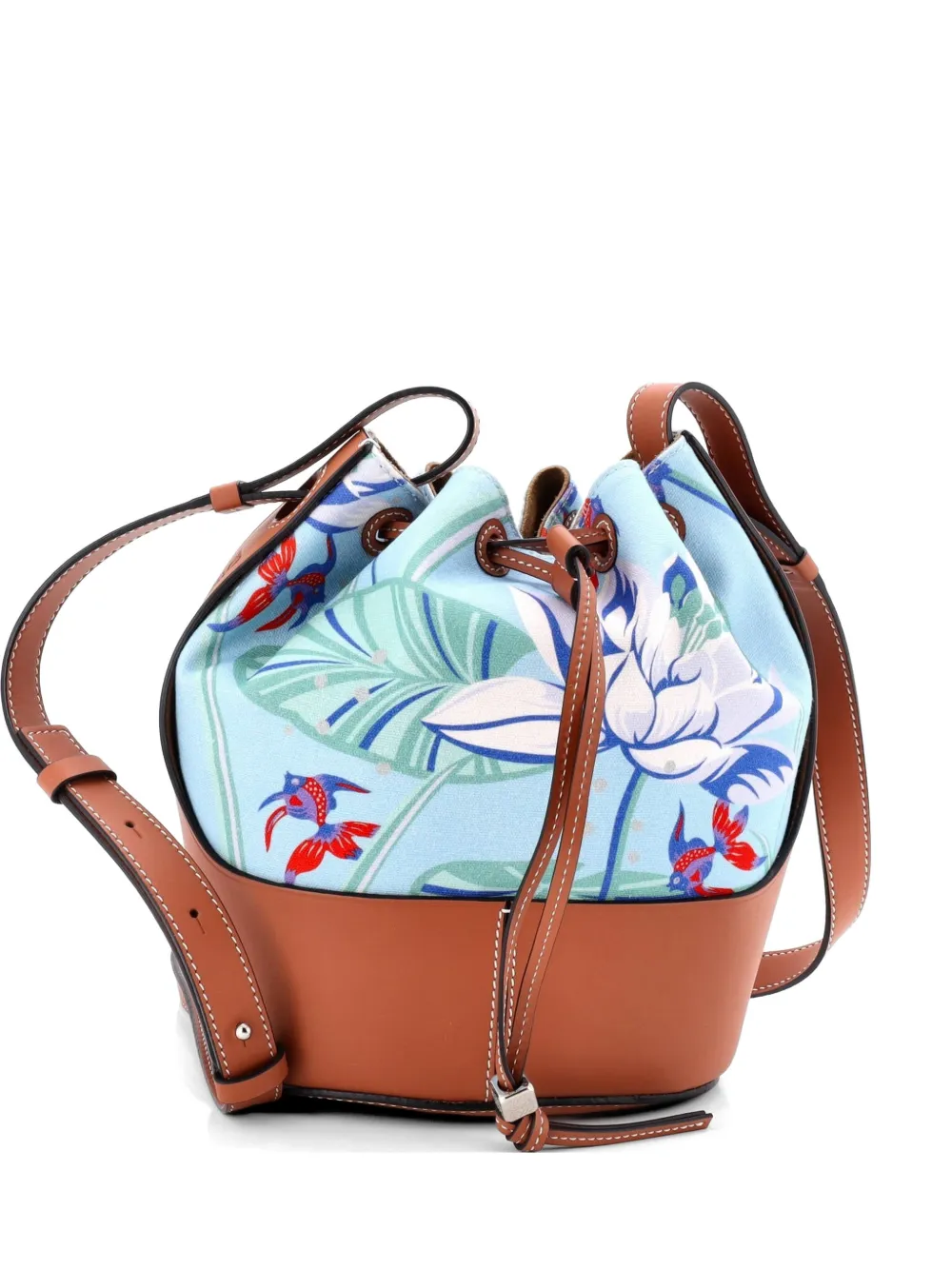 Loewe Pre-Owned Paula's Ibiza Balloon Printed Canvas and Leather Small bucket bag - Blu