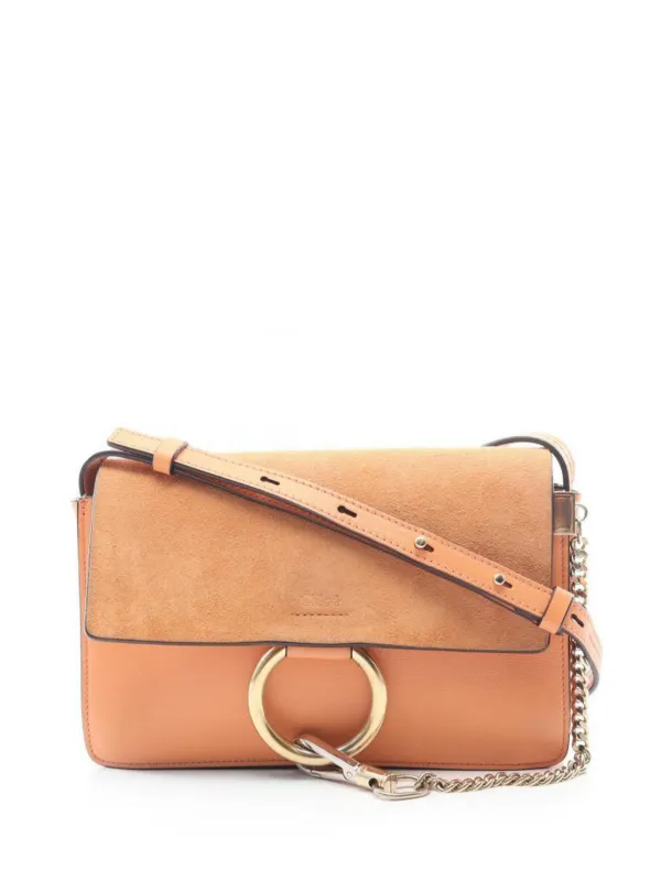 chloe faye small tobacco Suede Leather Shoulder Bag Brown Suede lining in beige Chloe Tobacco Leather/Suede Faye Medium