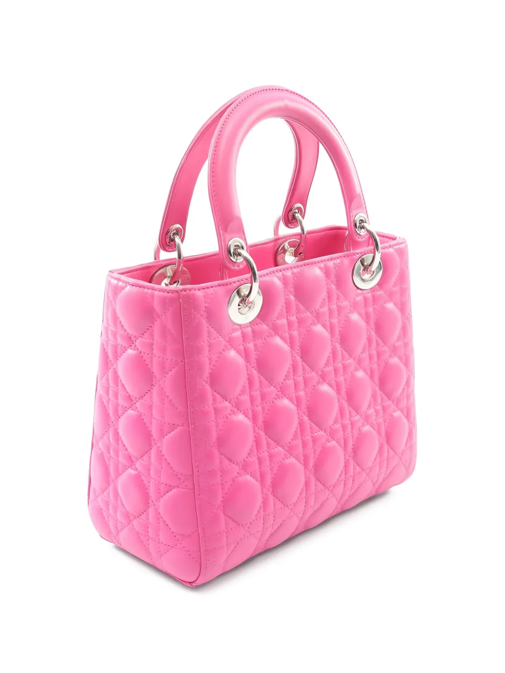 Dior Pre-owned 2010s Lady Dior Canage Leather Handbag in Pink, view 2