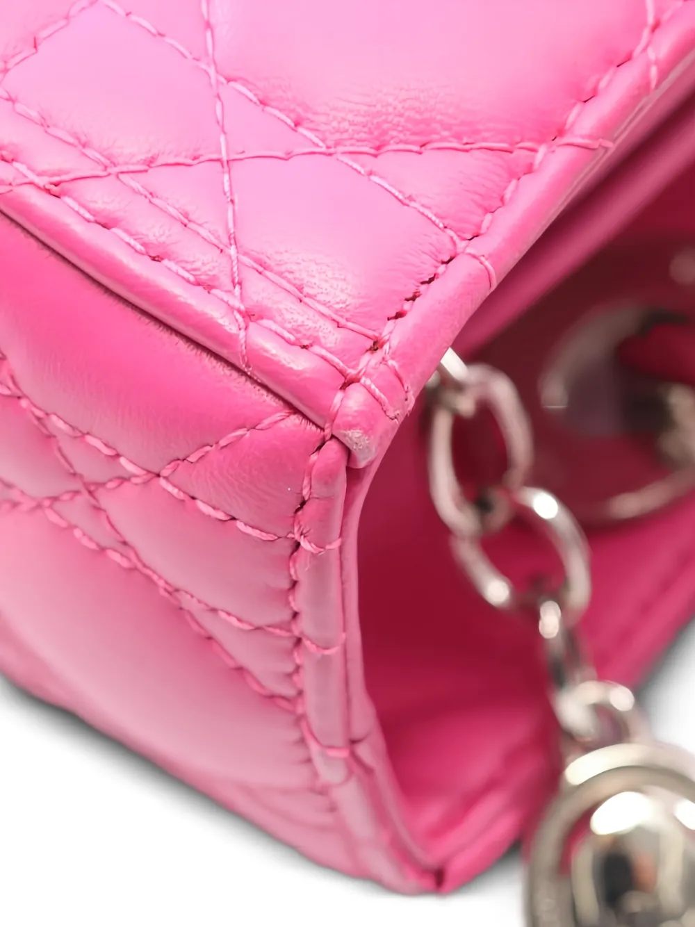 Dior Pre-owned 2010s Lady Dior Canage Leather Handbag in Pink, view 5