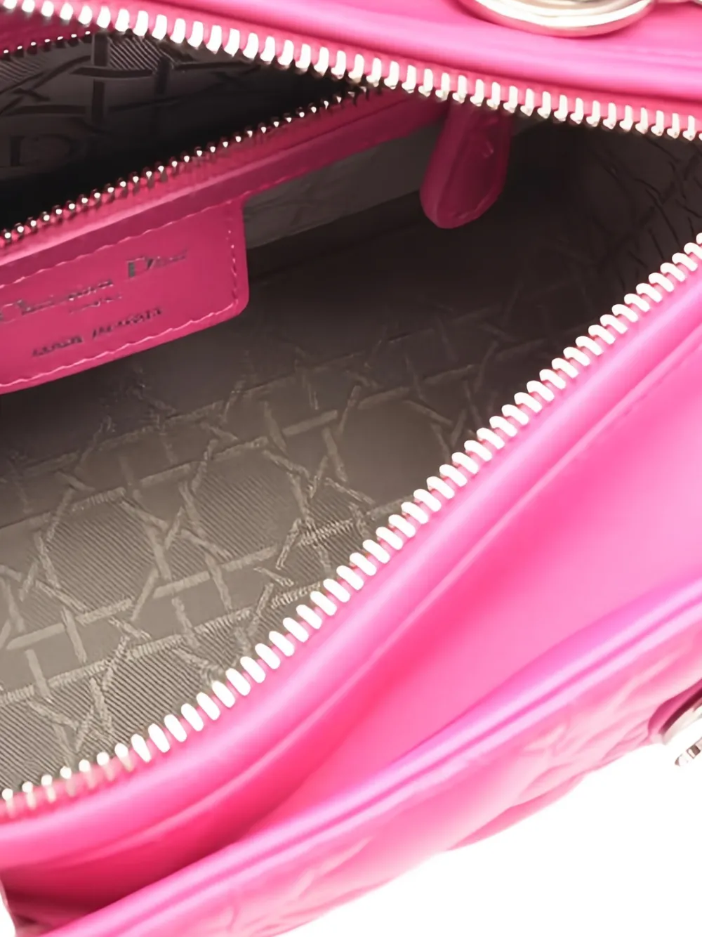 Dior Pre-owned 2010s Lady Dior Canage Leather Handbag in Pink, view 3