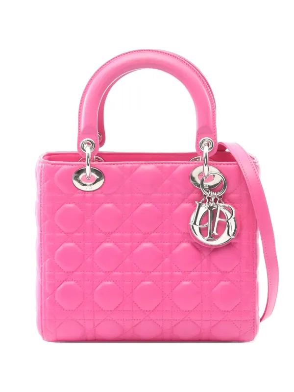 Dior Pre-owned 2010s Lady Dior Canage Leather Handbag in Pink
