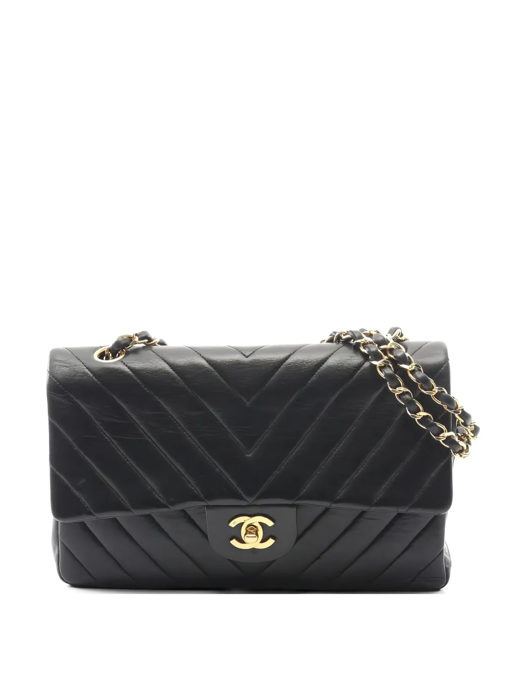 CHANEL Pre-Owned 1989-1991 Chevron-quilted shoulder bag - Nero