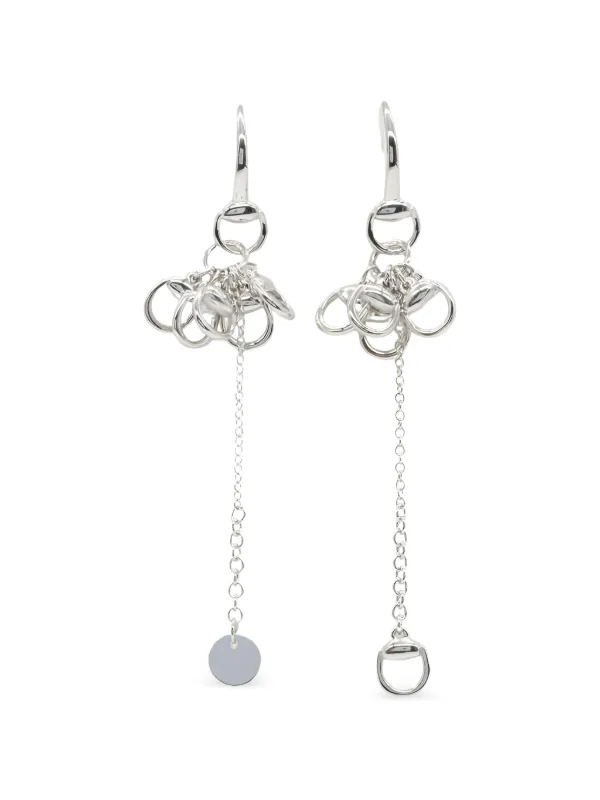 Gucci Pre-owned 1910s Horsebit Drop Hook Earrings in Silver
