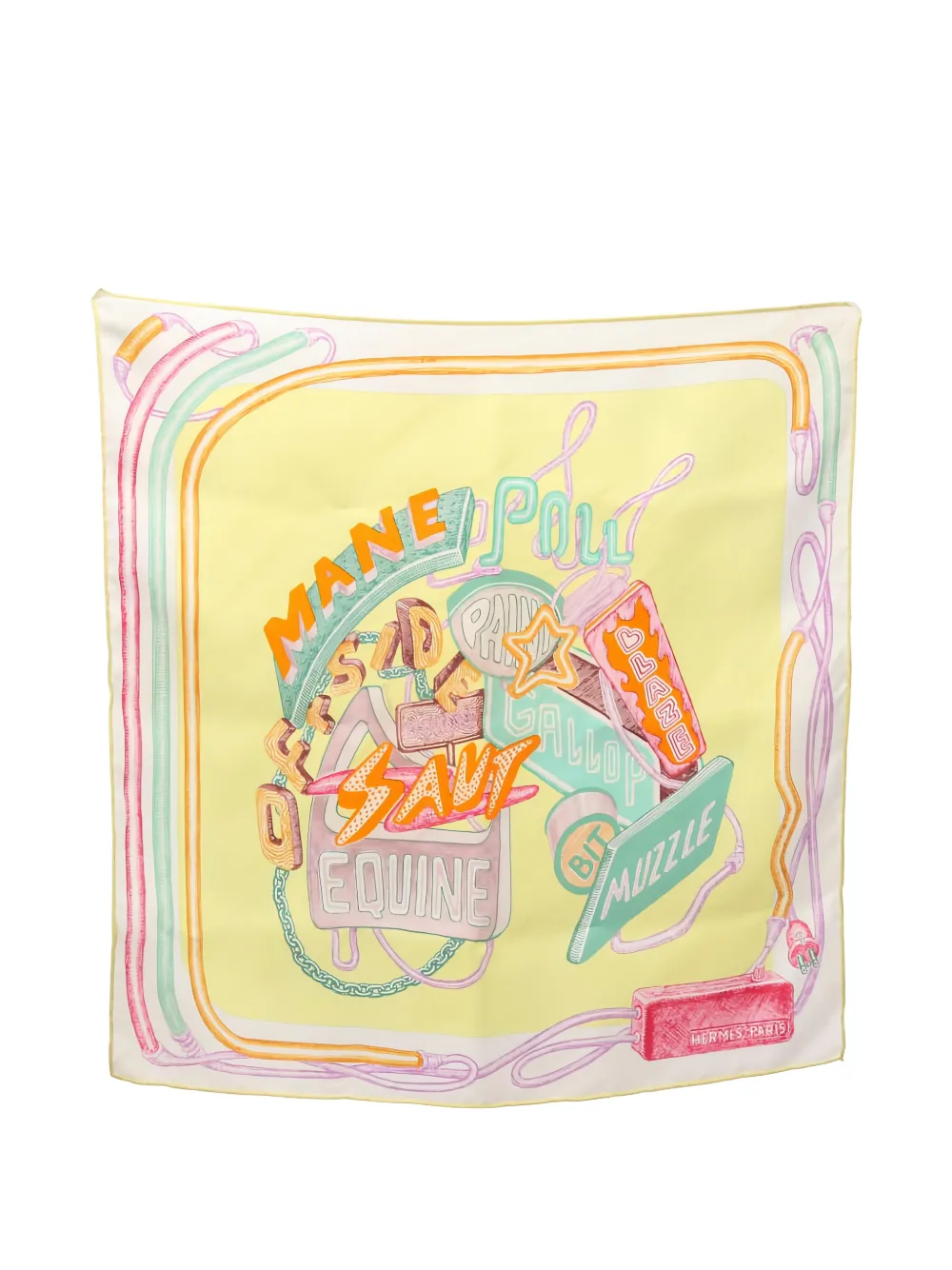Hermès Pre-Owned 2000s Carré 45 Chevaloscope Neon Schal - Gelb