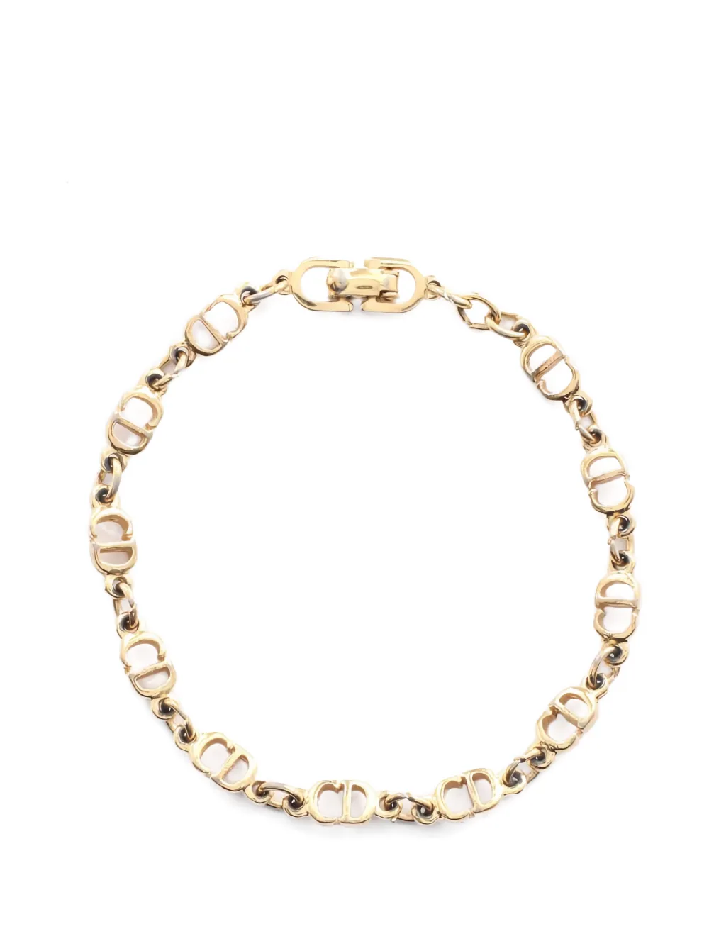 Pre-owned Dior 2000s Cd-logo Chain Link Bracelet In Gold