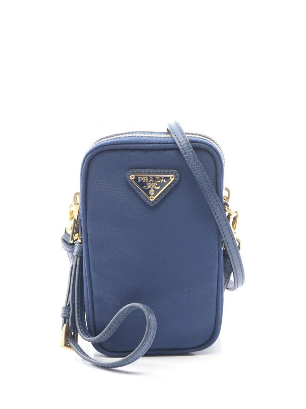 Prada Pre-Owned Borsa a spalla in tessuto e pelle anni 2010 - Blu