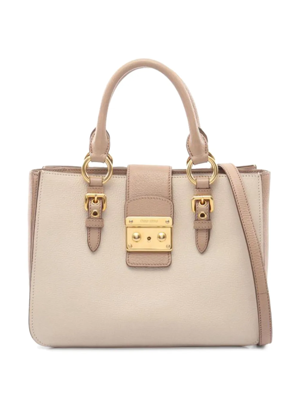 Miu Miu Pre-Owned Borsa tote Madras in pelle anni 2000 - Toni neutri
