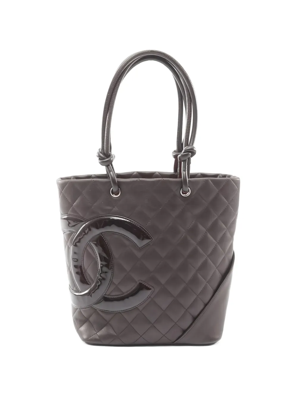 CHANEL Pre-Owned 2004~2005 medium Cambon Line quilted leather tote bag - Marrone