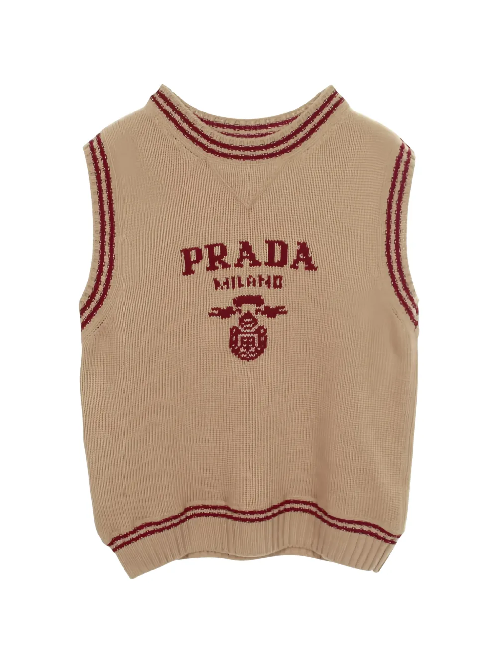 Prada Pre-Owned Intarsia logo ribbed wool vest - Toni neutri