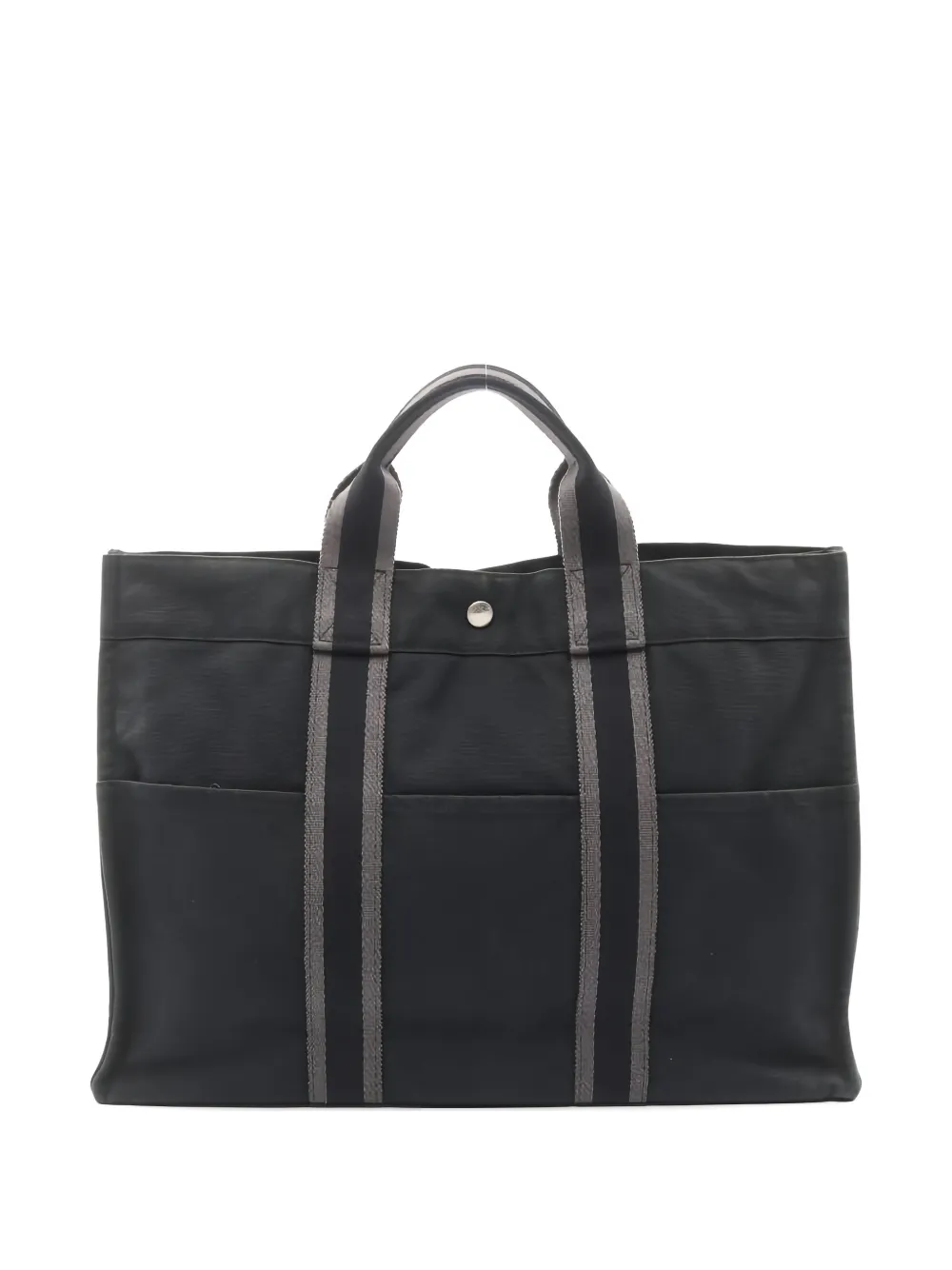 Hermès Pre-Owned 2000s gestreifter MM Fool Tote Bag aus Canvas - Schwarz