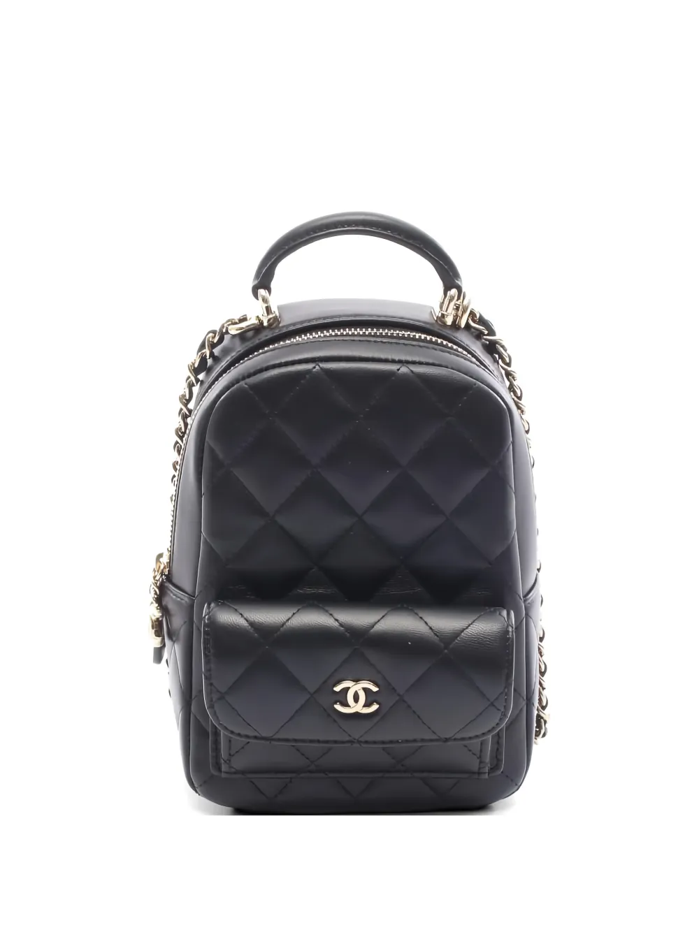 CHANEL Pre-Owned 2021 mini diamond-quilting backpack - Nero
