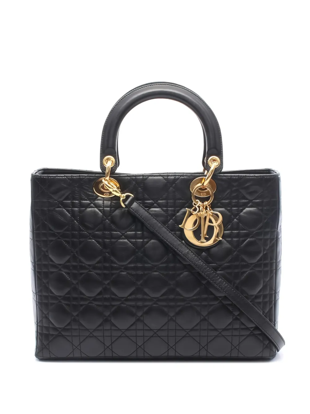 Christian Dior Pre-Owned 2000s large Lady Dior leather handbag - Nero