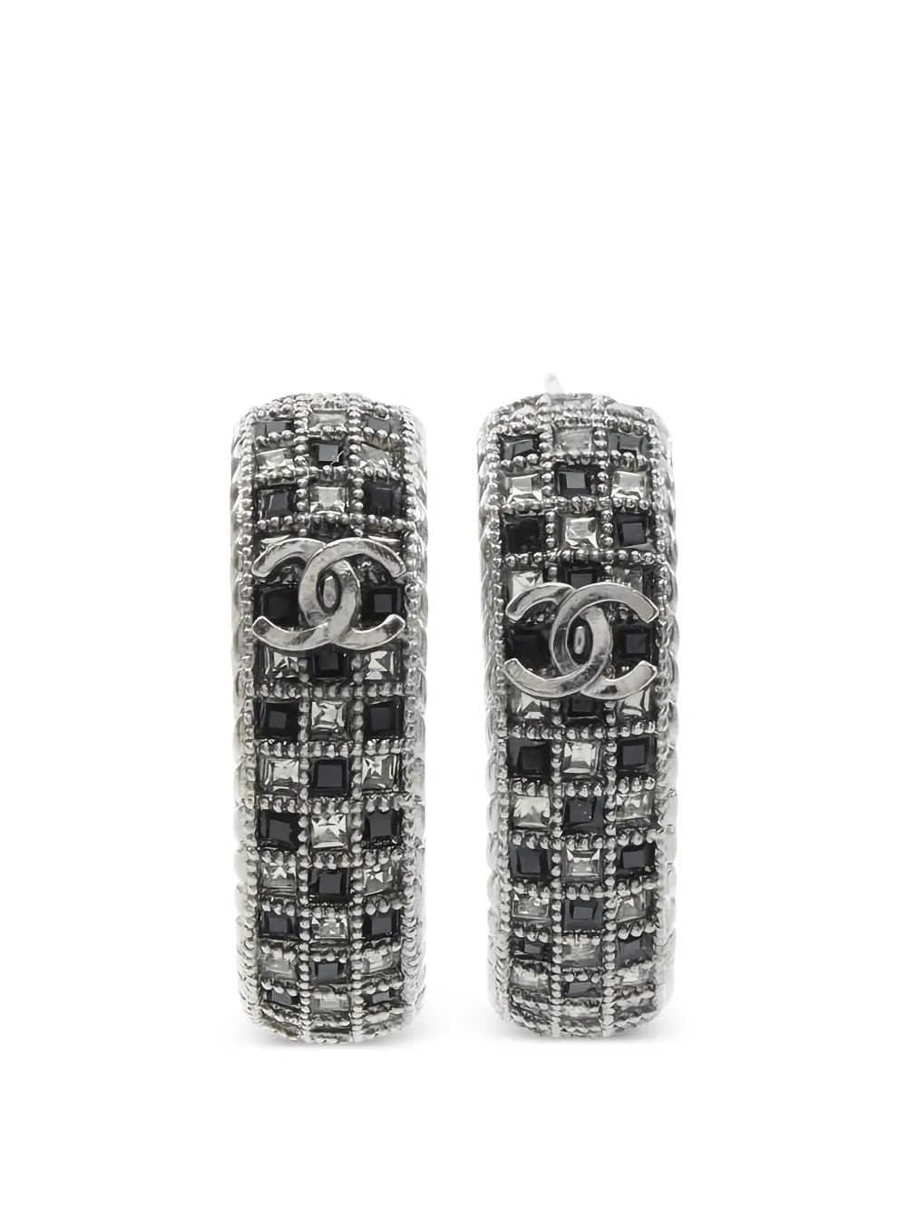 CHANEL Pre-Owned 1986-1988 Coco mark hoop earrings - Argento