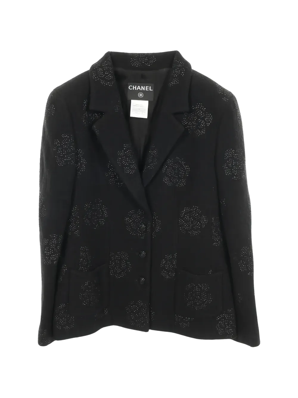 CHANEL Pre-Owned 1986 Camellia tweed jacket - Nero