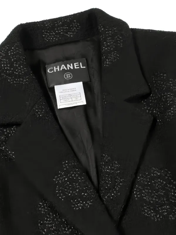 CHANEL Pre-Owned 1986 カメリア ツイードジャケット | ブラック