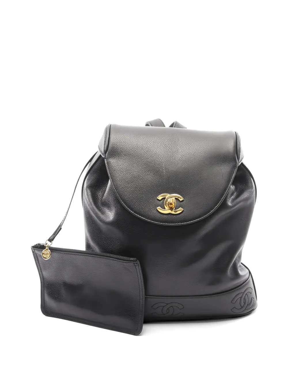 CHANEL Pre-Owned 1994 Trple Coco mark caviar leather backpack - Nero