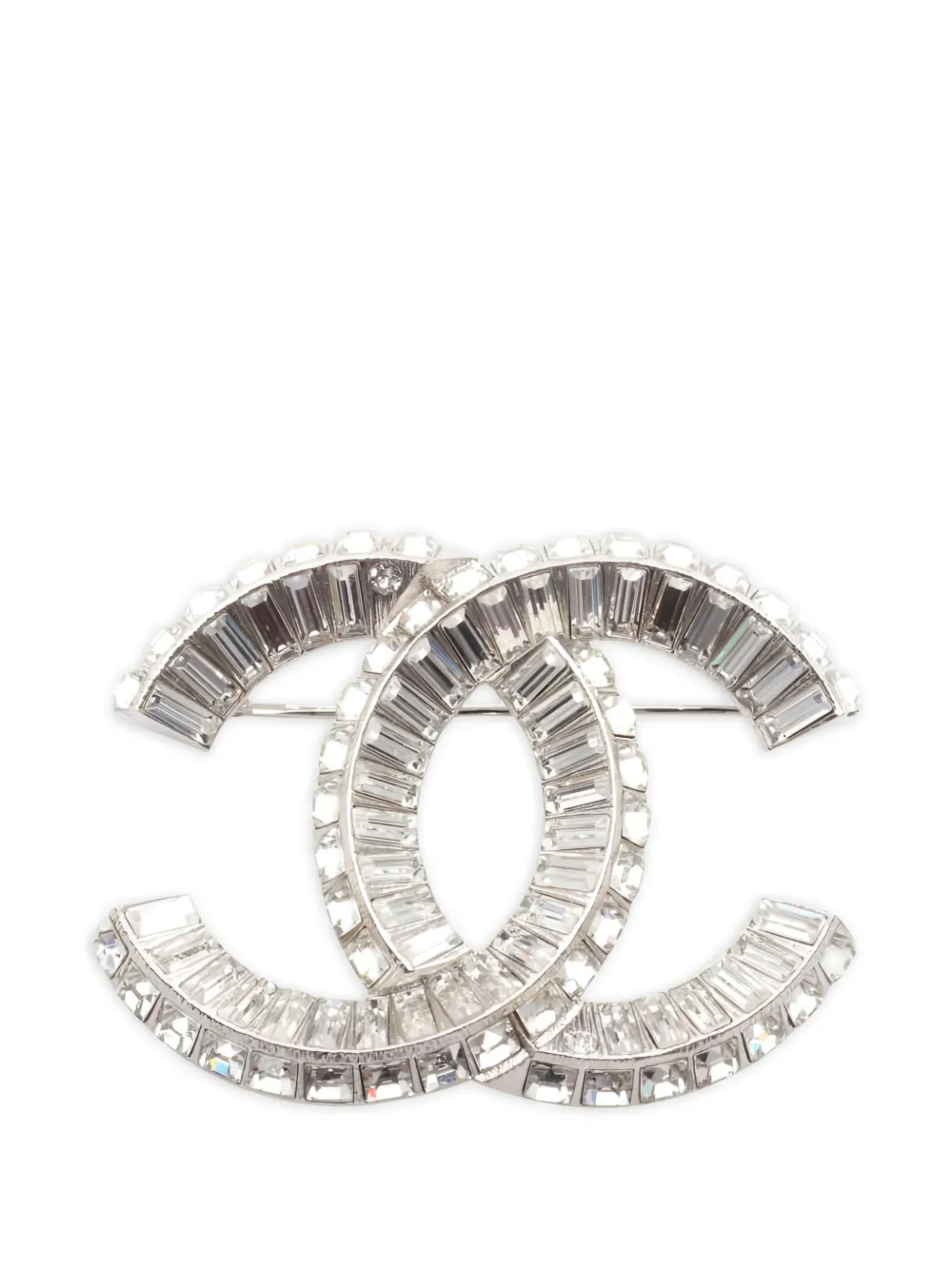 CHANEL Pre-Owned 1986-1988 Coco Mark rhinestone brooch - Argento