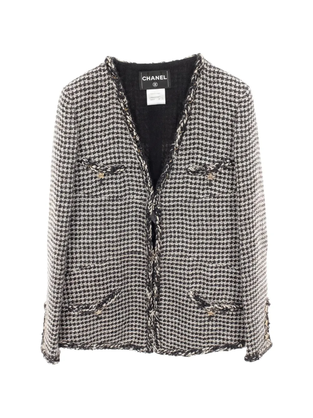 CHANEL Pre-Owned 1986-1988 star-embellished tweed jacket - Nero