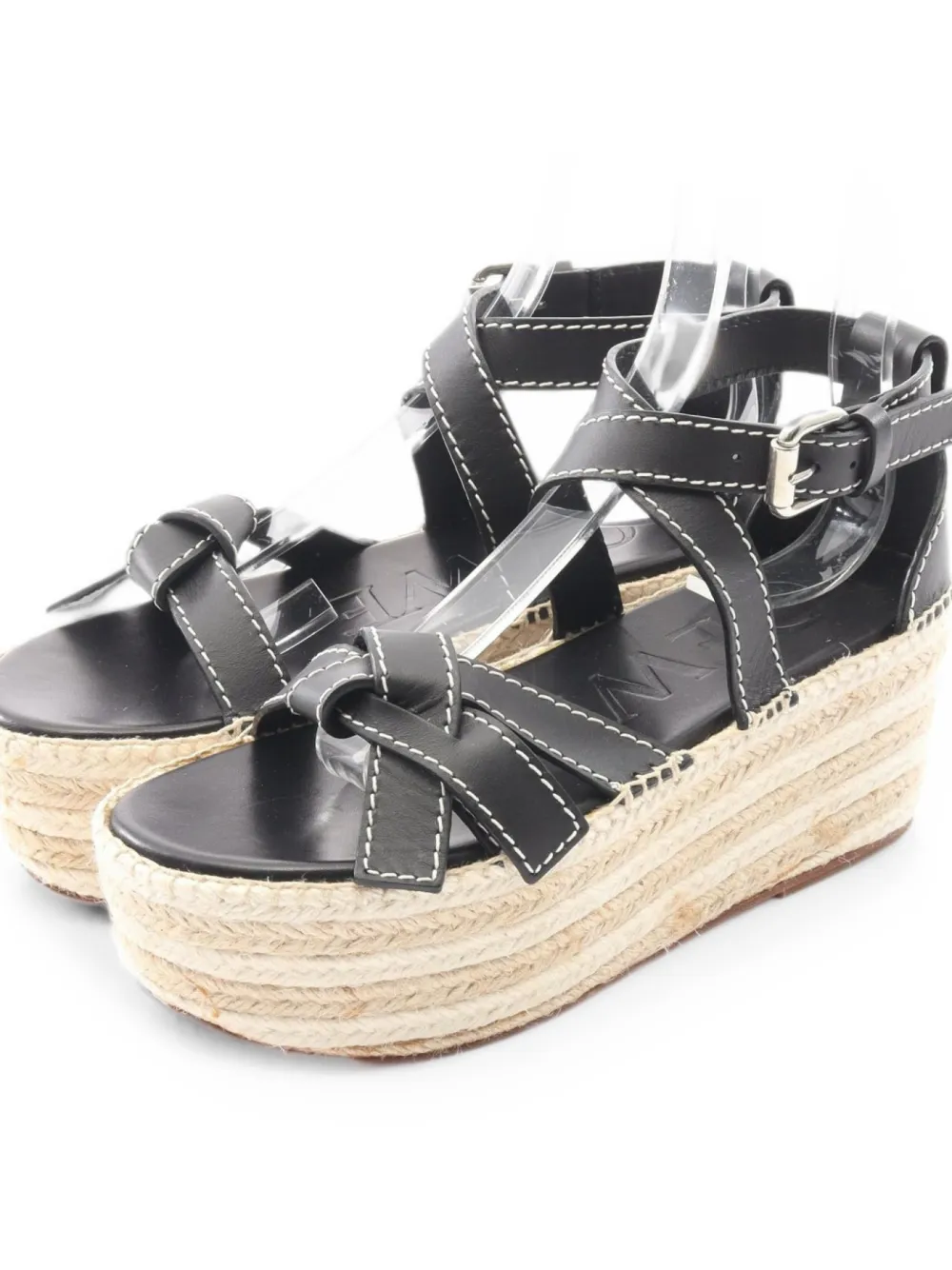 Loewe Pre-Owned 2010s Gate leather espadrilles sandals - Black