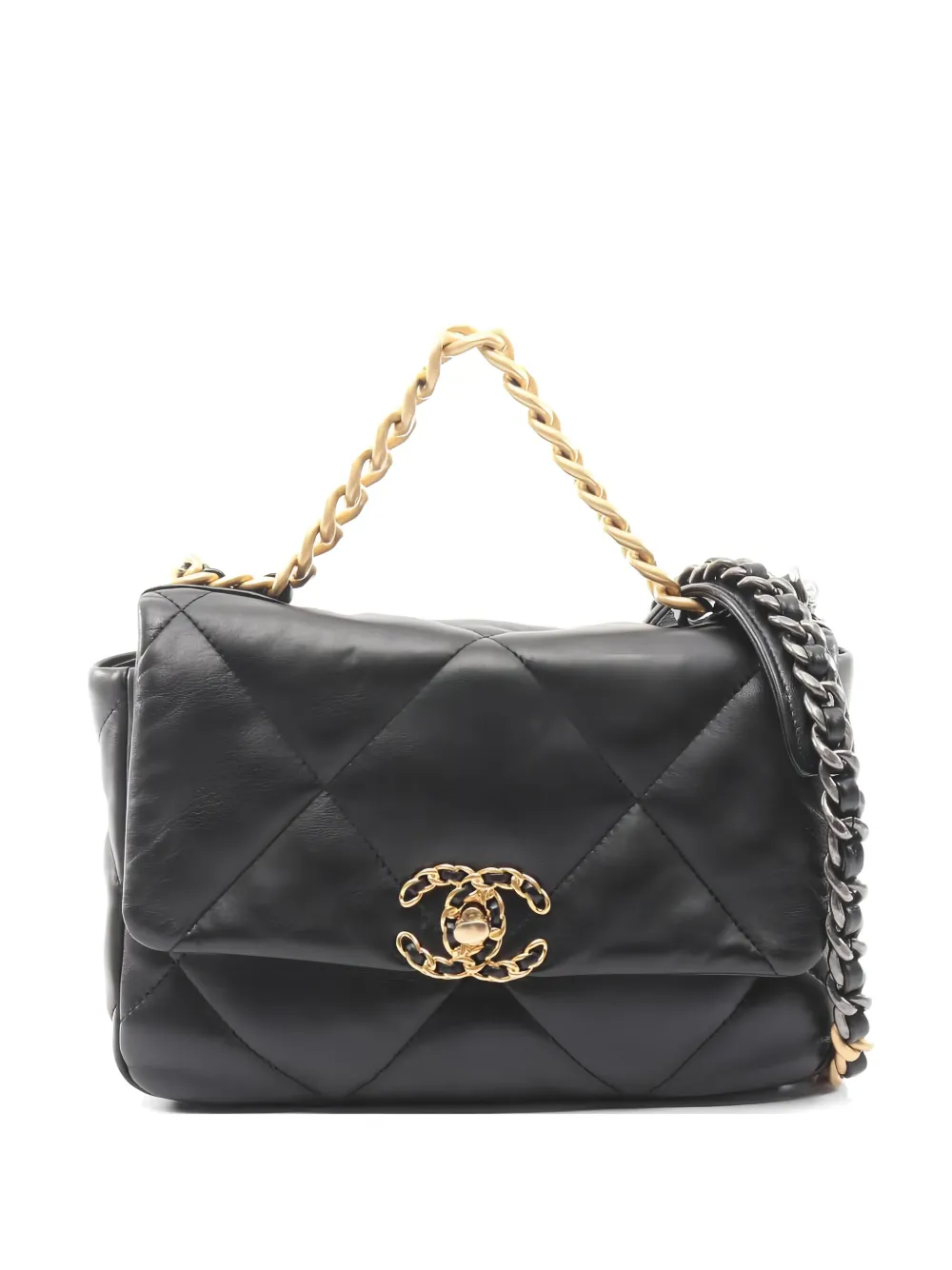 CHANEL Pre-Owned 2021 19 Dizeneuf matelasse chain shoulder bag - Black