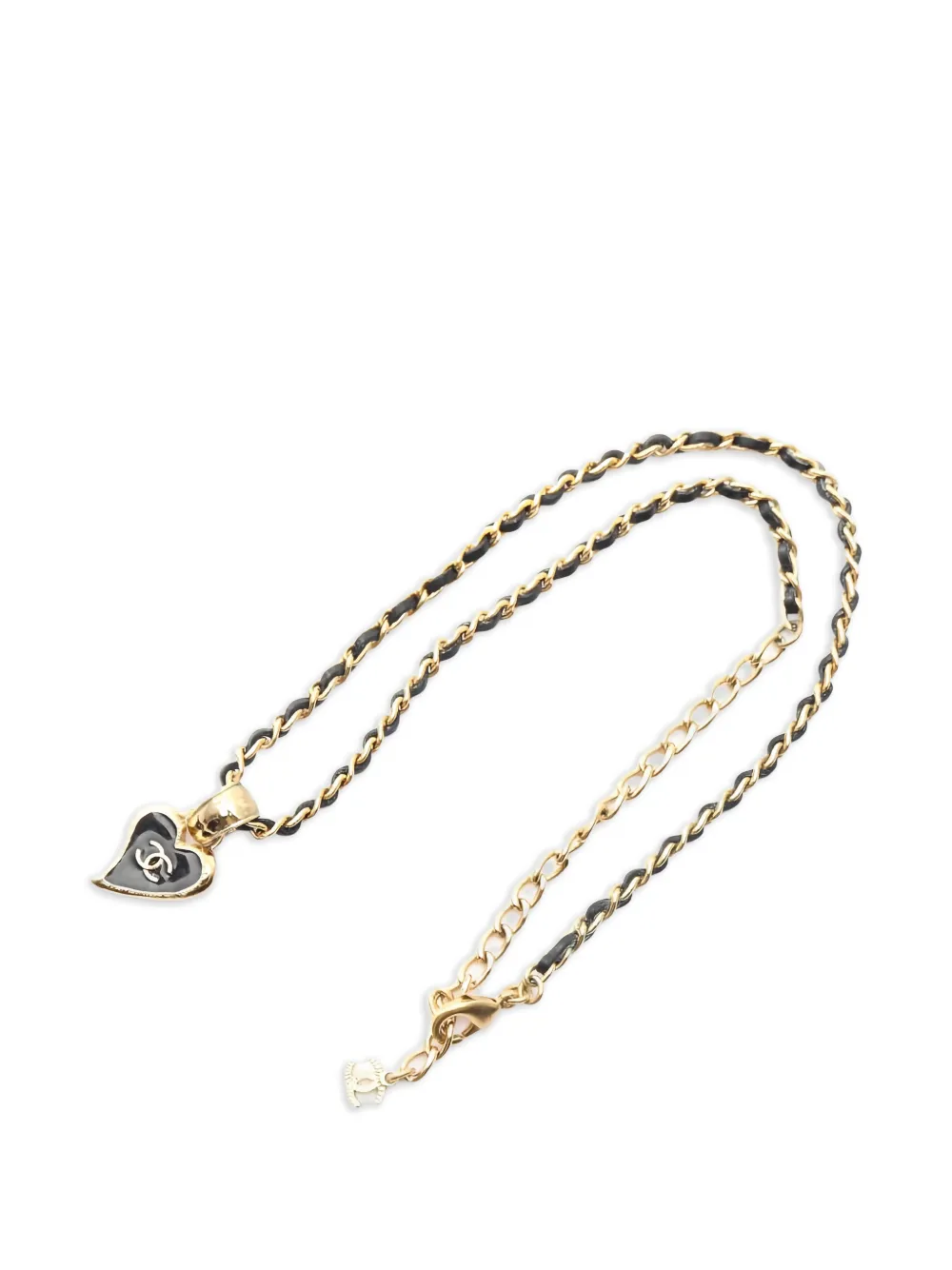 CHANEL Pre-Owned 1986-1988 heart leather necklace - Oro