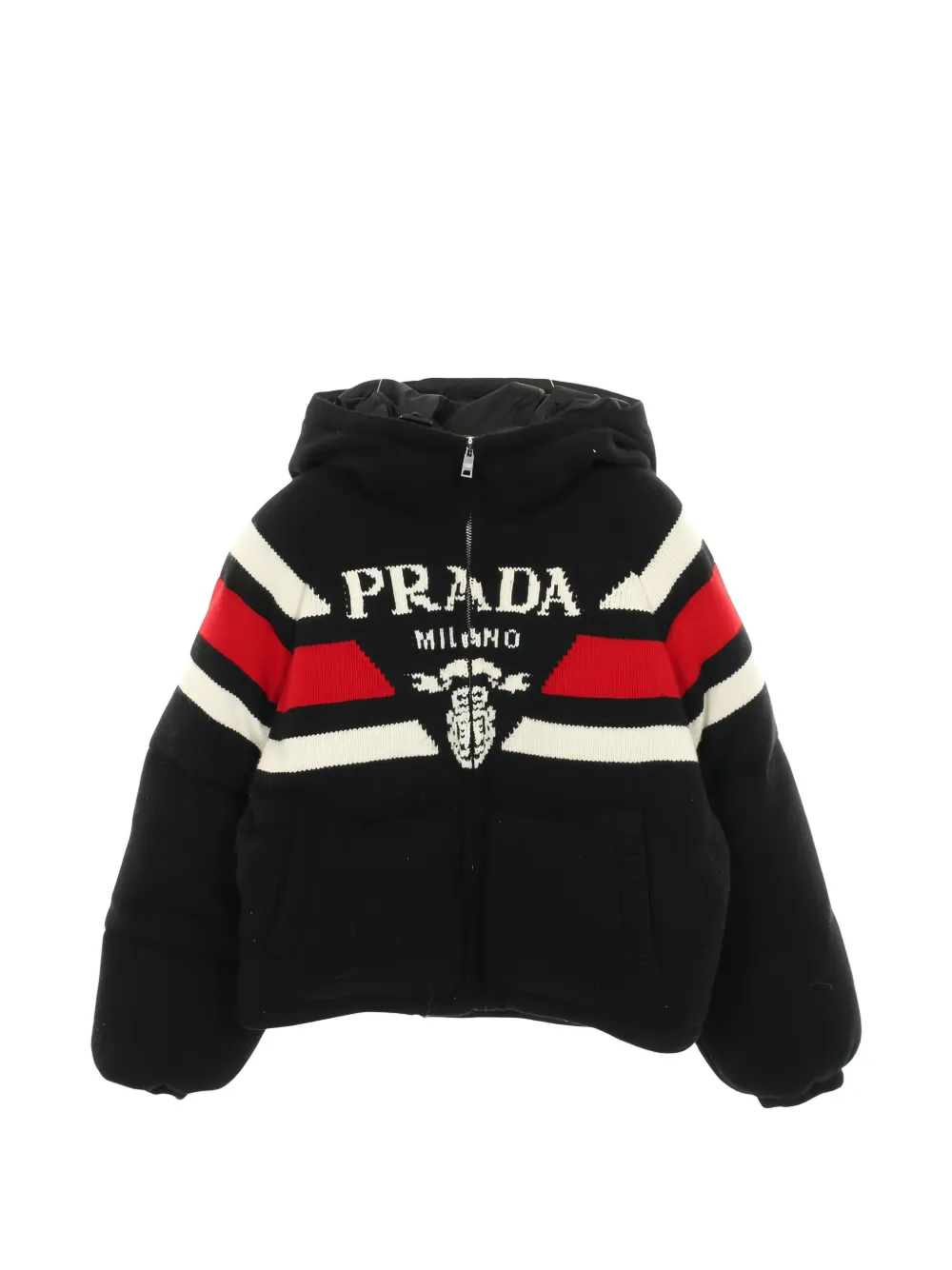 Pre-owned Prada 2000s Logo Hooded Jacket In Black