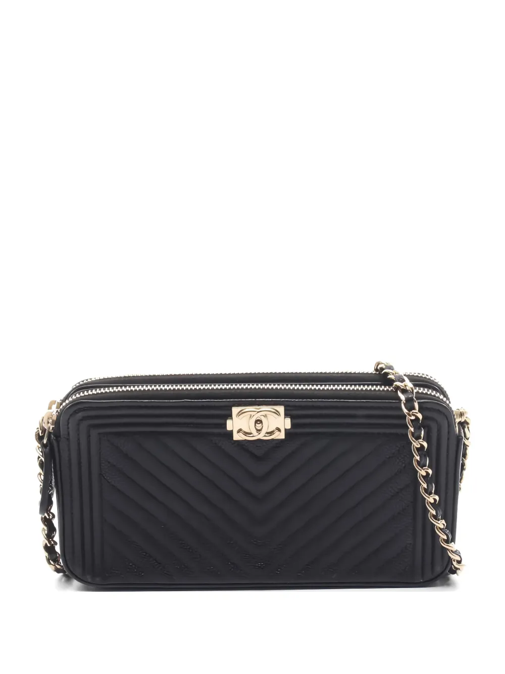 CHANEL Pre-Owned 2017-2018 Boy V-Stitch wallet - Nero