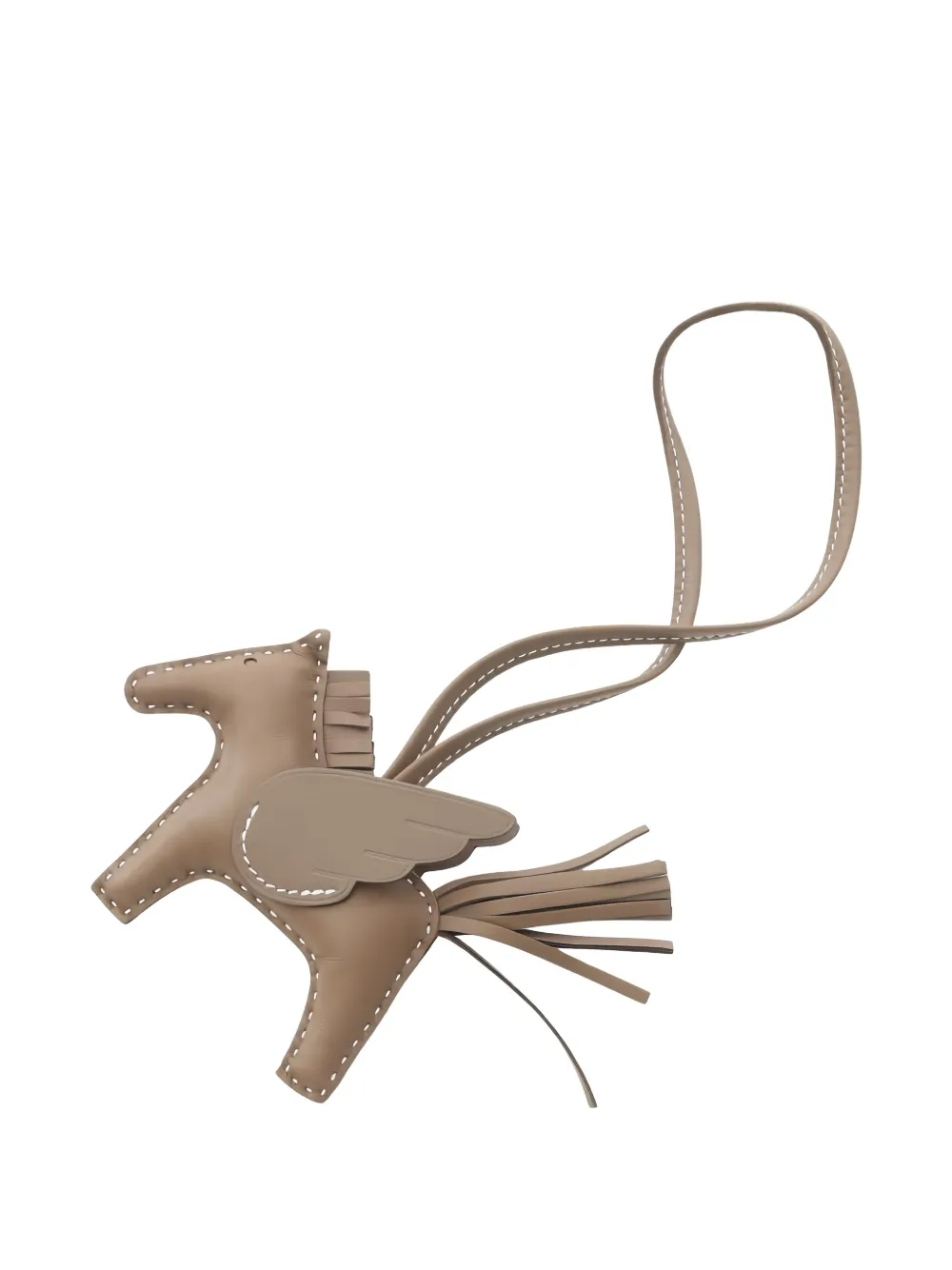 Pre-owned Hermes 2025 Pegasus Leather Bag Charm In Neutral