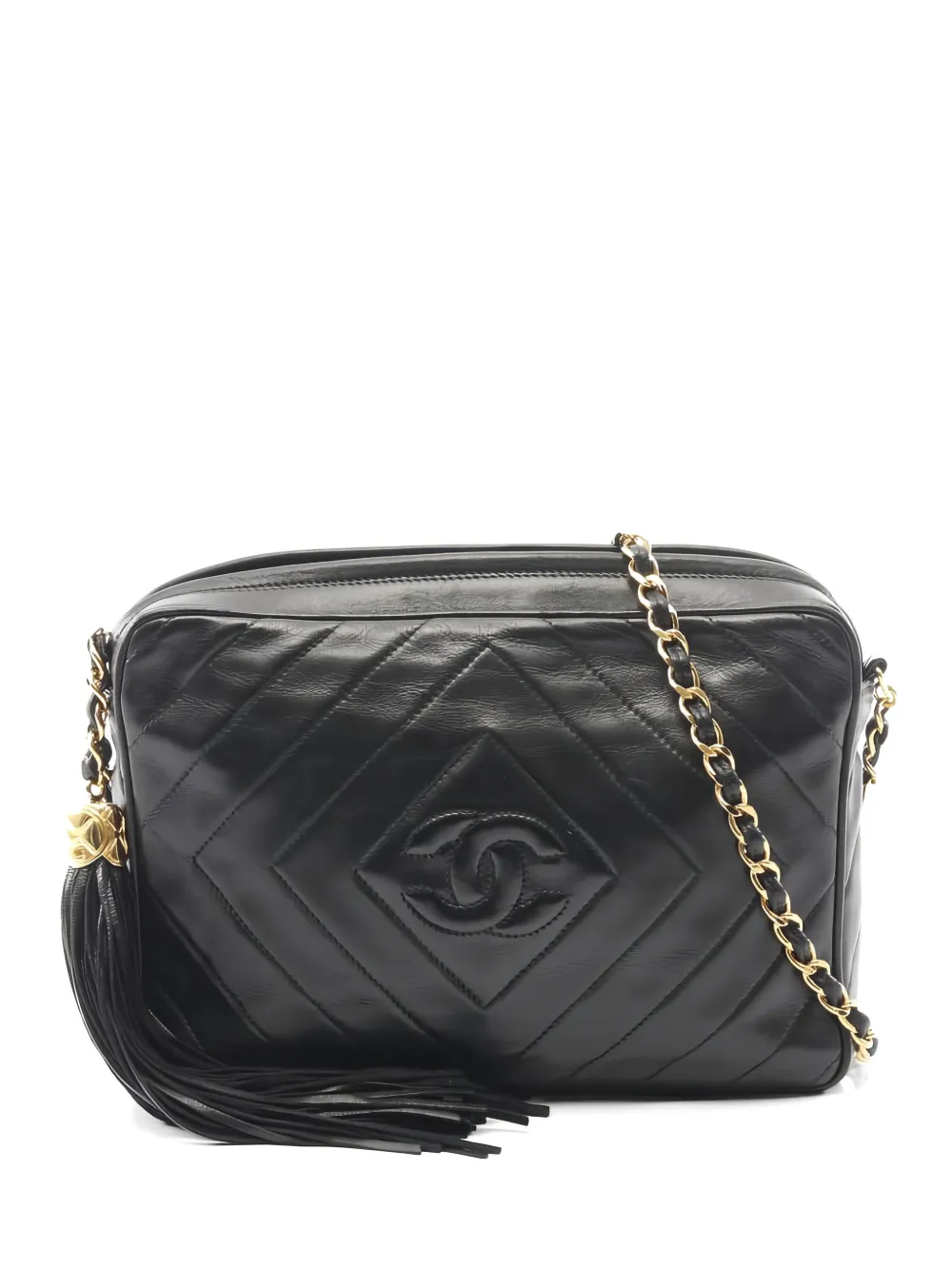 CHANEL Pre-Owned 1991-1994 diamond stitch chain cross body bag - Black