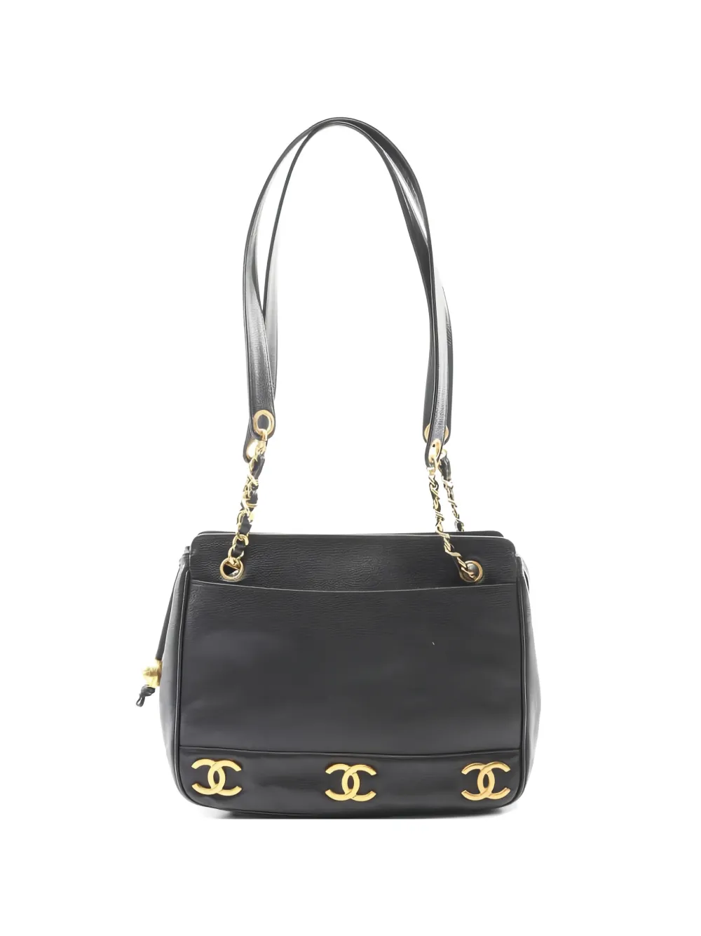 CHANEL Pre-Owned 1994 triple-Coco Mark leather shoulder bag - Nero