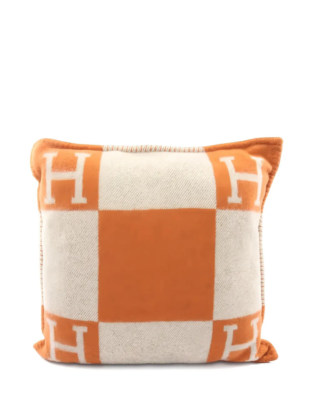 Pre-owned Hermes Pm Avalon 方形格纹抱枕 In Neutral