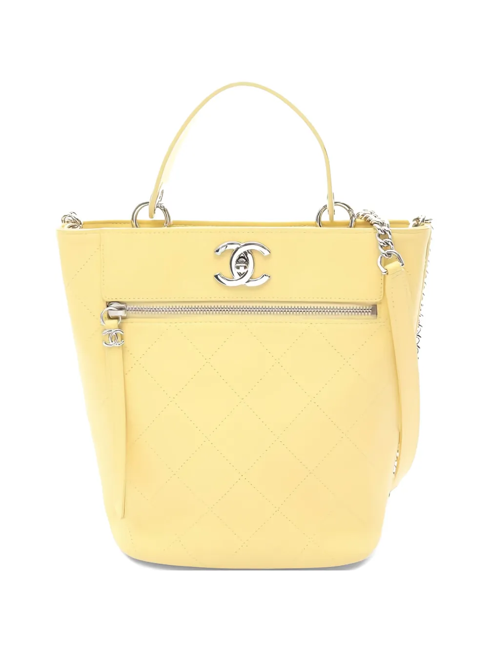 CHANEL Pre-Owned 2019 matelasse chain-strap tote bag - Giallo