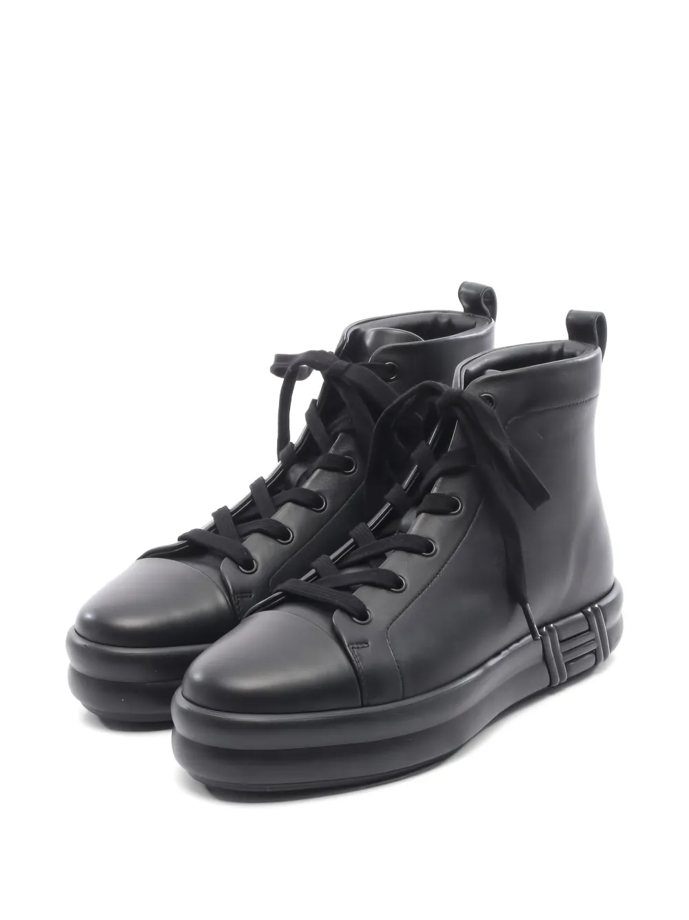 Hermès Pre-Owned 2020s Happiness high-cut leather sneakers - Black